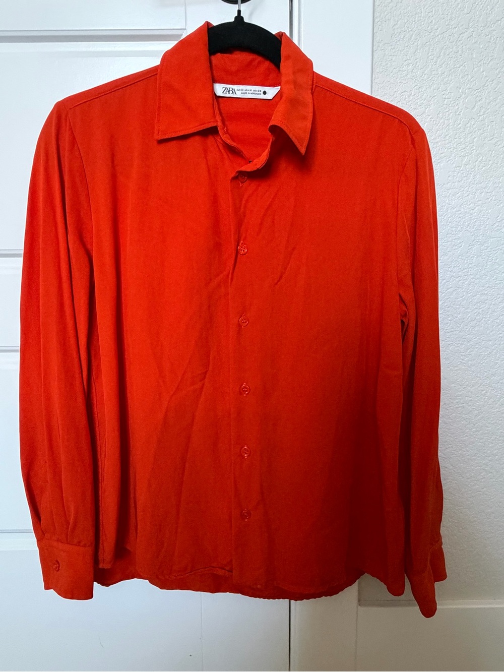 Zara Vibrant Orange Women's Button-Up Dress Shirt